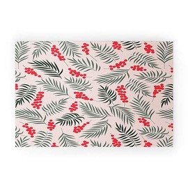 Society6 Emanuela Carratoni Holiday Mistletoe Welcome Mat, 30" x 20", Red