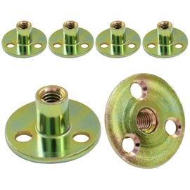 Hordion 24Pcs 5/16"-18 Carbon Steel T Nuts, Round Base Plate Nut, Furniture Hardware Flange Insert Female Thread
