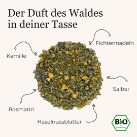 Organic Forest Herb Tea with Spruce Needles, Hazelnut Leaves, Chamomile and Other Scented Forest Herbs - Loose Herbal Tea 100 g