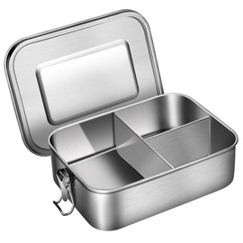 G.a Homefavor 1200 ml Lunch Box Made from 18/8 Stainless Steel Bento Box with 3 Compartments, 19 x 14 x 6 cm