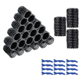 CONEHOY 24 Pcs Vintage Brush Rollers with Picks Wire Mesh Rollers Medium Flexible Locking Pins for Women Effortless Small Curls Hair (Black, 2.5 x 1.4 Inch)