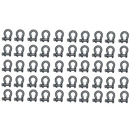 MarineNow 1/4" US Type Galvanized Bow Shackle with Over Size Screw Pin for Anchor, Towing, Off Road Recovery (1/4" with 5/16" Pin 666 lb WLL) Hot Dipped Galvanized (50-Pack)