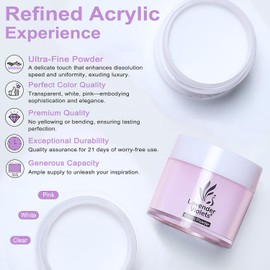 LAVENDER VIOLETS Acrylic Nail Kit - 30g Clear, White, Pink Acrylic Powder and 80ml Acrylic Liquid Set with Brush, Nail Forms, and Tools for Beginners Home Salon N301