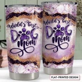 SANDJEST World's Best Dog Mom Tumbler Marble Style Tumblers 20oz Stainless Steel Insulated Travel Mug Christmas Birthday Mother Day Gift for Mother Dog Mom Fur Mama Pet Owners