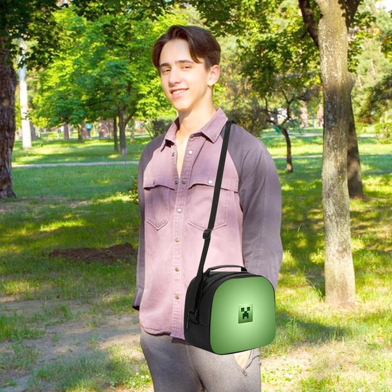 MIFKLMV Kids Lunch Bag, Video Game Creeper Lunch Box, Insulated