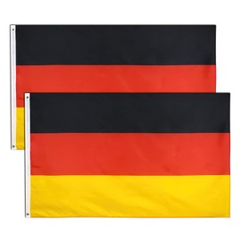Pack of 2 Germany Flags, 90 x 150 cm, German Flag with Brass Eyelets, Weatherproof, Colourfast, Germany Flag for Football World Cup 2022, Decoration, Outdoor/Indoor