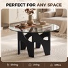 Round Glass Coffee Table, 29.5'' Mid Century Center Table, Black
