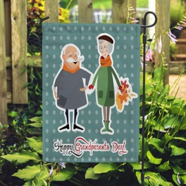 Rashu ﻿Happy Grandparents Day Garden Flag Welcome Home Flag Vertical Double Sided Seasonal Polyester Flag for House Lawn Indoor Farmhouse Patio Yard Outdoor Decor 12X18 inch