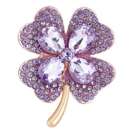 LEGENTLISUR Brooches for Women uk Women's Brooches & Pins Four Leaf Clover Brooch Elegant Lucky Brooch Cubic Zirconia Brooch Women's Jewelry Party Favor (Purple)
