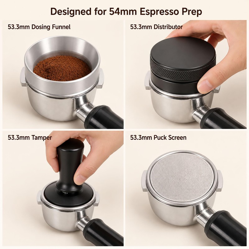 54mm Espresso Accessories Kit, 9-Piece Set with Knock Box &