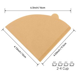 Size 02 Unbleached Cone Filters, 100 Count Coffee Filter #2, Disposable Natural Paper Filters 2-4 Cups, 2 Cone Filters Paper For Drip and Pour Over Coffee Maker