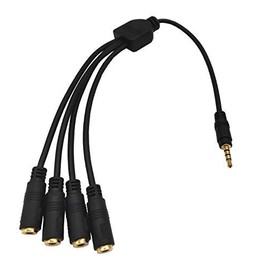 Traovien 3.5mm Splitter Cable, 3.5mm 1/8" TRRS Stereo Plug Male to 4 Female Audio AUX Headphone Splitter Cable for Headset 3.5mm Audio Headphone (1Ft)(3.5mm 4pole 1 M/4 F)
