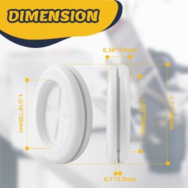 suiwotin 6pcs 1-3/16" ID 1-3/8" Drill Hole Rubber Grommets, Firewall Hole Plug Wire Protection, Double-Sided Round Hole Grommet Kit (White)