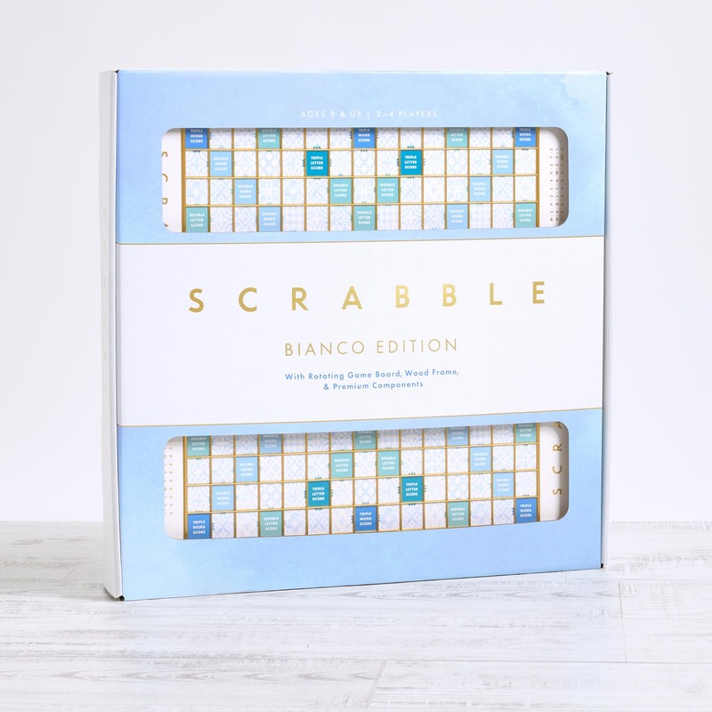 WS Game Company Scrabble Bianco Edition with Rotating Wooden Game