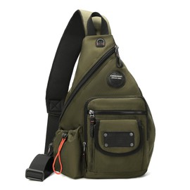 LAMMOK Large Sling Backpack, Sling Chest Bag Shoulder Crossbody Daypacks Fits 14.1-Inch Laptop for Travel Outdoor Men Women, 2555 Army Green, Modern