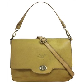 Samantha Look Women's Genuine Leather Shoulder Bag, Made in Italy, Multifunctional Women's Bag, 2-in-1 Design with Smartphone Compartment, 021062, yellow, Unit size