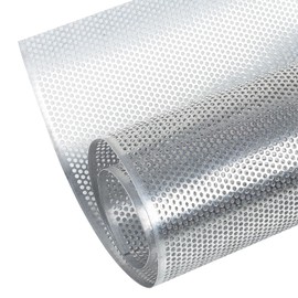 AggAuto Universal 40"x13" Car Grill Mesh - Aluminum Alloy Automotive Grille Insert Bumper Perforated Metal Sheet Round Hole 4mm, One of the Most Multifunctional Shape Grids 100x33cm Silver