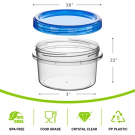 Soelomu 8 oz Freezer Storage Containers with Twist Top Lids, 10 Pack Reusable Meal Prep Containers Plastic Stackable Leakproof Food Storage Containers for Soup, Sauce, Salad, Leftover, Oats