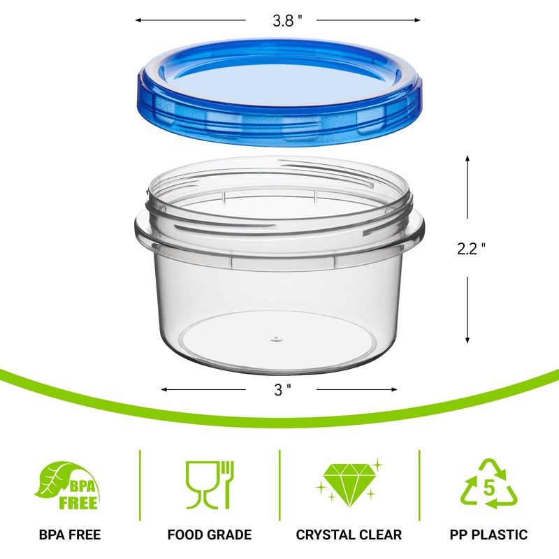 Soelomu 8 oz Freezer Storage Containers with Twist Top Lids,