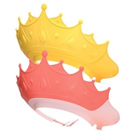 Visera de baño para niños pequeños, 2 piezas Gorro de ducha para bebé Forma corona ajustable Escudo lavado cabello para bebé Visera baño plástico livi