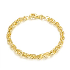 MELELIFE Gold Bracelets for Men & Women Layer Rope Chain Bracelets 4.5mm Dainty Gold Bracelet Mens Bracelet Gold Jewelry Presents 6.5-9 in
