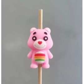 Crafty Mama Wholesale 1 pc. 3D Pink Care Bear Cartoon Silicone Focal Bead Beadable accessories 1269755