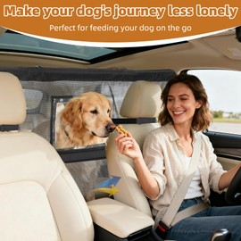 benut 57" Wide Dog Car Barrier with Window & Steel Frame, Universal Fit for Cars, Sedans,SUVs,and Trucks, Car Barrier for Escape-Proof, Vehicle Gate for Dog Travel