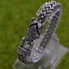 LANGHONG Norse Viking Wolf Bracelet Men's Stainless Steel Mesh Chain
