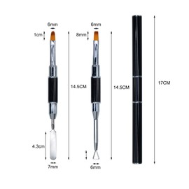 Kalolary 2 x Dual-Ended Poly Gel Brush, Acrylic UV Gel Dual-Ended Poly Gel Brush, Poly Gel Brush, Picker, Dual-Ended Poly Gel Nail Brush for Acrylic Nails Extension (Black)