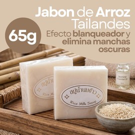 2 Pack. Jabón de Leche de Arroz tailandes, Jabón Blanqueador Hidratante con Colágeno. Blanquea e hidrata la piel. Incluye 2 unidades