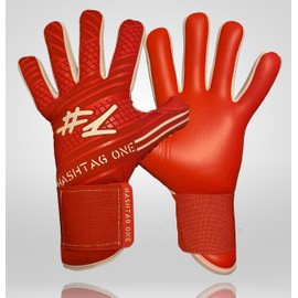#1 Hashtag One Profi Grip Goalkeeper Gloves for Adults and Children, Men's Football Gloves, Various Sizes and Colours (7, Red)