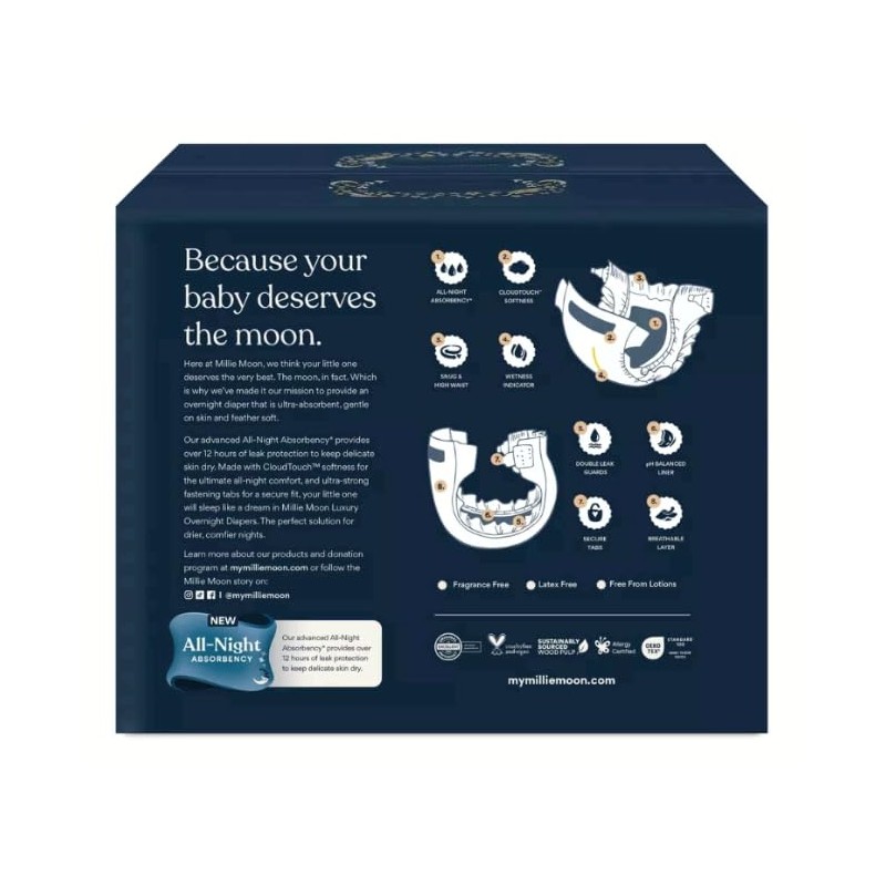 Millie Moon Disposable Overnight Diapers (Size 4)