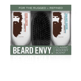 Billy Jealousy Original Beard Envy Facial Hair Refining Kit with Beard Wash Facial Hair Control and Boar Bristle Brush for Clean, Hydrated, Soft, Tamed Unruly Mane
