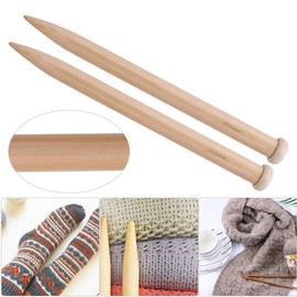1 Pair Wood Crochet Hooks, DIY Weave Sweater Thick Knitting Needles Kit Hand Weaving Tool for Scarf Sweater Blanket(25mm)