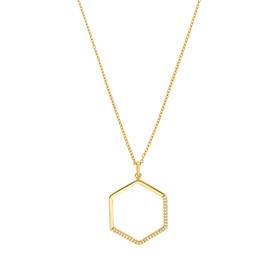 s.Oliver 2031442 Women's Necklace with Pendant 925 Sterling Silver with Synthetic Zirconia 50 + 5 cm Gold Comes in Jewellery Gift Box, Sterling Silver, Cubic Zirconia