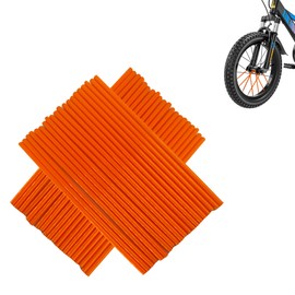 Runseaway 72Pcs Universal Spoke Skins Covers, 8-21 Inch Rims Protector Decoration, Wheel Spoke Wrap Cover for Dirt Bike, Bicycle, Wheelchair, Motorcycle(Orange)