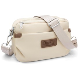 REETEE Women's Shoulder Bag Waterproof Nylon Small Handbag Women's with Many Compartments Crossbody Bags for Women, Small Women's Shoulder Bags with Adjustable Removable Wide Strap, beige