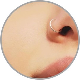 UNIMERCADO EXTRA THIN Sterling Silver Nose Rings Small Plain Nose Rings 0.6mm-8mm Tiny Nose Hoop,Silver Small Hoop Earrings,Suptum Ring,Lip Rings,Conch Daith Helix Rook Super Snug Nose