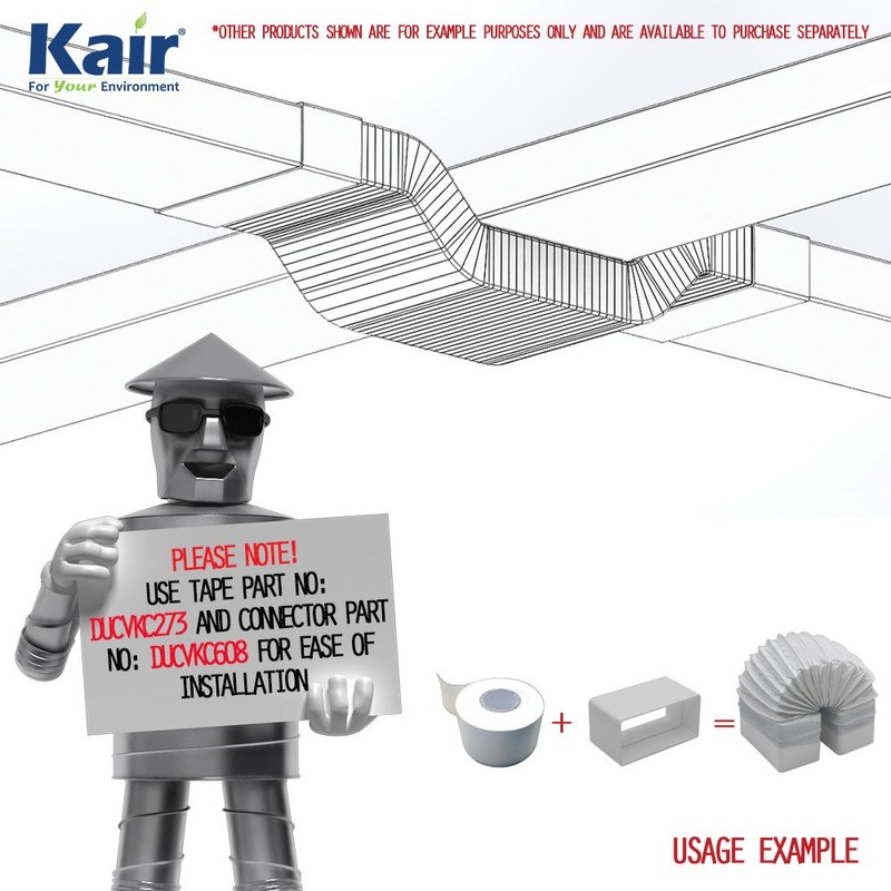 Kair PVC Rectangular Flexible Hose 150mm x 70mm - 3