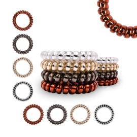 Specora - Spiral Hair Scrunchies Pack of 8 - 5 cm TPU - 4 Colours Each 2 Pieces Anthracite | Red/Brown | Gold | Silver