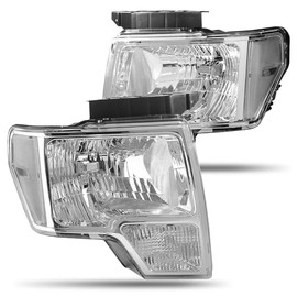 CAAP DRIVEN Chrome Housing Clear Corner Headlights Compatible with 2009-2014 Ford F-150 CAAP-F1509-OH-CHCL-HL