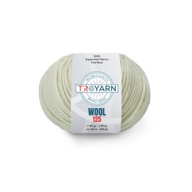 Troyarn Wool 125 (4- Skeins Pack) 100% Superwash Merino Fine Wool Light Worsted Weight #3 Soft Knitting and Crochet Yarn for Crocheting and Knitting (4 x 1.76 oz) / (4 x 125 Yds) (10902 - Cream)