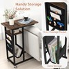 Giantex C Shaped End Table with Charging Station, Laptop Side