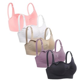 TAGNEFLOR Brasier de Lactancia para Mujer,Paquete de 5,Brasier de Lactancia sin Costuras sin Varillas. Top de Lactancia Bralette (MX/US, Alfa, X-Grande, Regular, Regular, 5 Colores)