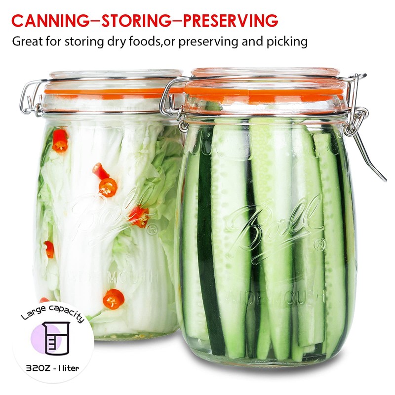 Anwoi Wide Mouth Glass Jars with Airtight Lid 32OZ 4