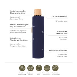 Doppler Nature Mini Pocket Umbrella 25 cm, Deep Blue