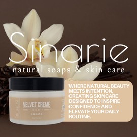 Sinarie Coconut-Free Body Butter | Luxurious Hydration with Shorea Butter, Evening Primrose Oil, Argan & Moringa Oil | Non-Greasy, Natural Ingredients | For Sensitive Skin (5.3 oz., Velvet Crème)