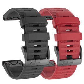 ISABAKE Watch Band for Garmin Fenix 6X/6X Pro, Quick Fit 26mm Wristbands,Compatible with Fenix 6X/6X Pro Fenix 5X/5X Plus Fenix 3/3 HR(Black/Red)