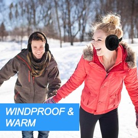 omitium Ear Warmers, Winter Ear Warmers, Foldable Adjustable Plush Earmuffs, Comfortable, Soft, for Winter Riding, Warm Earmuffs for Men and Women, black
