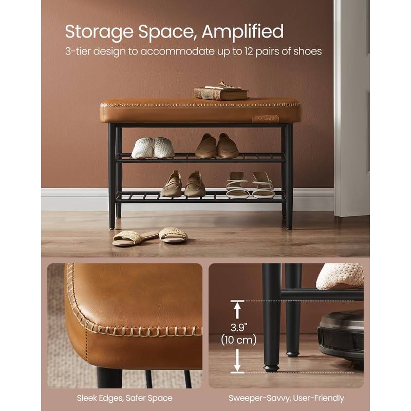VASAGLE EKHO Collection - Shoe Rack Bench, Storage Bench for
